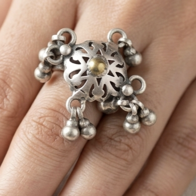 Silver Ghunghroo Ring